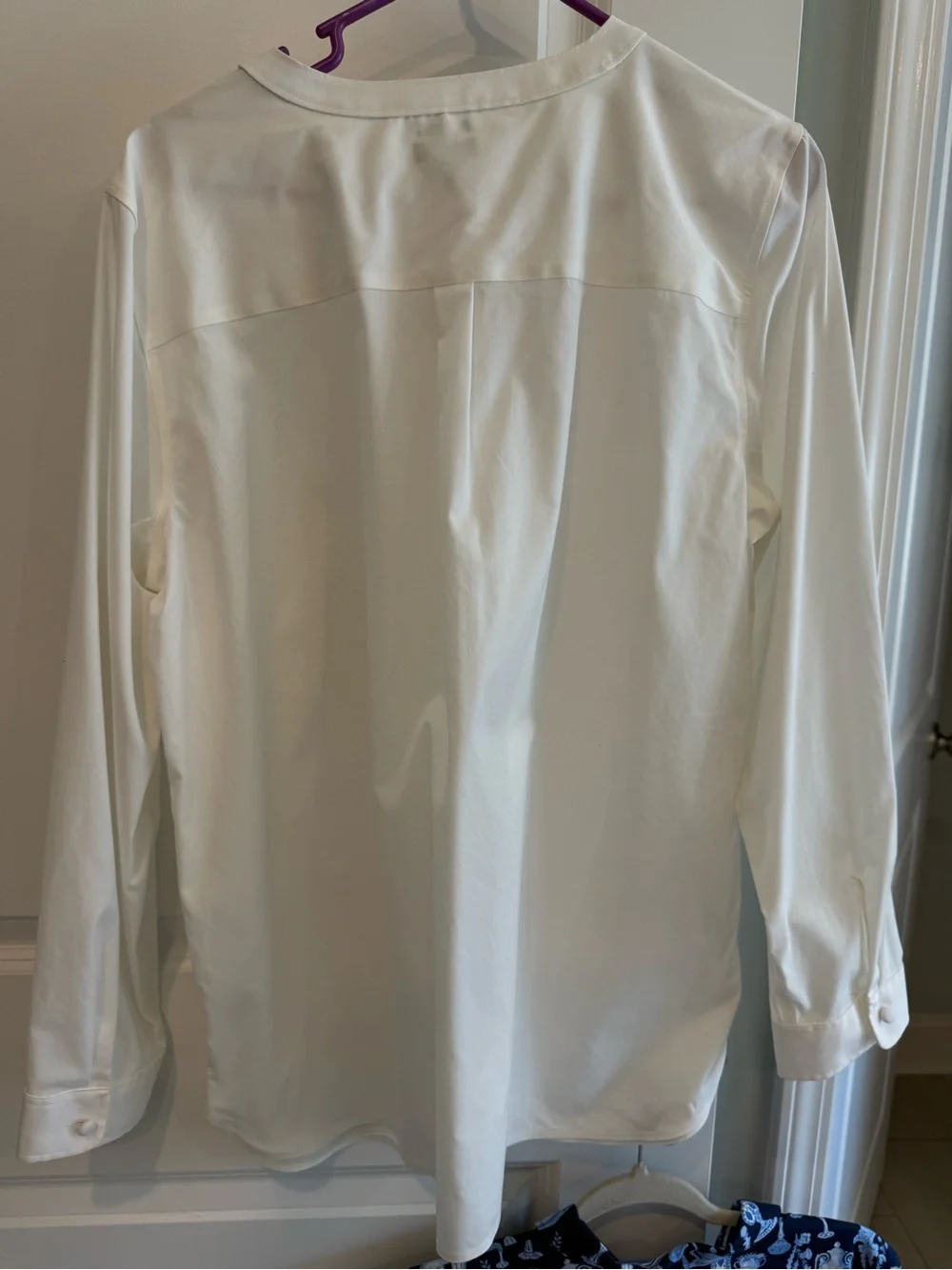 Talbots White Button-Down Top with Crystal Buttons